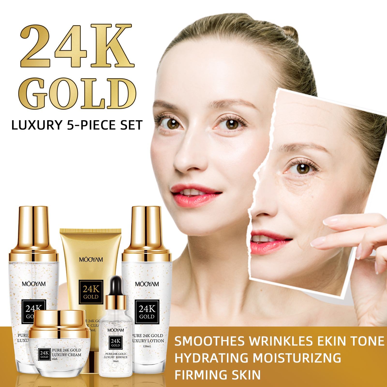 24K Gold LUXURY Moisturizin An - Luxury Skincare Sets ulasan dan harga